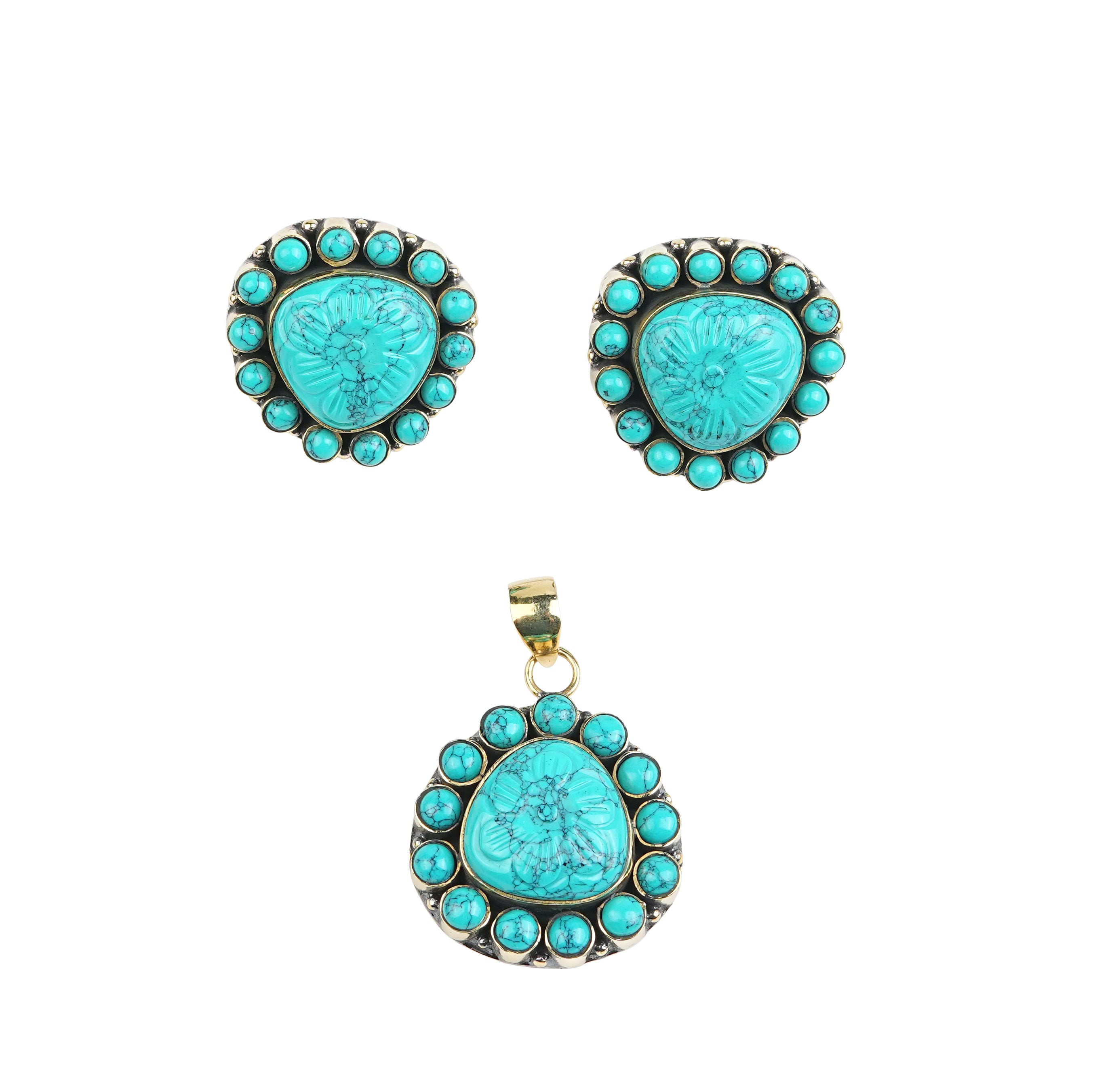 Brass Fashion Pendant & Earrings Set without Chain