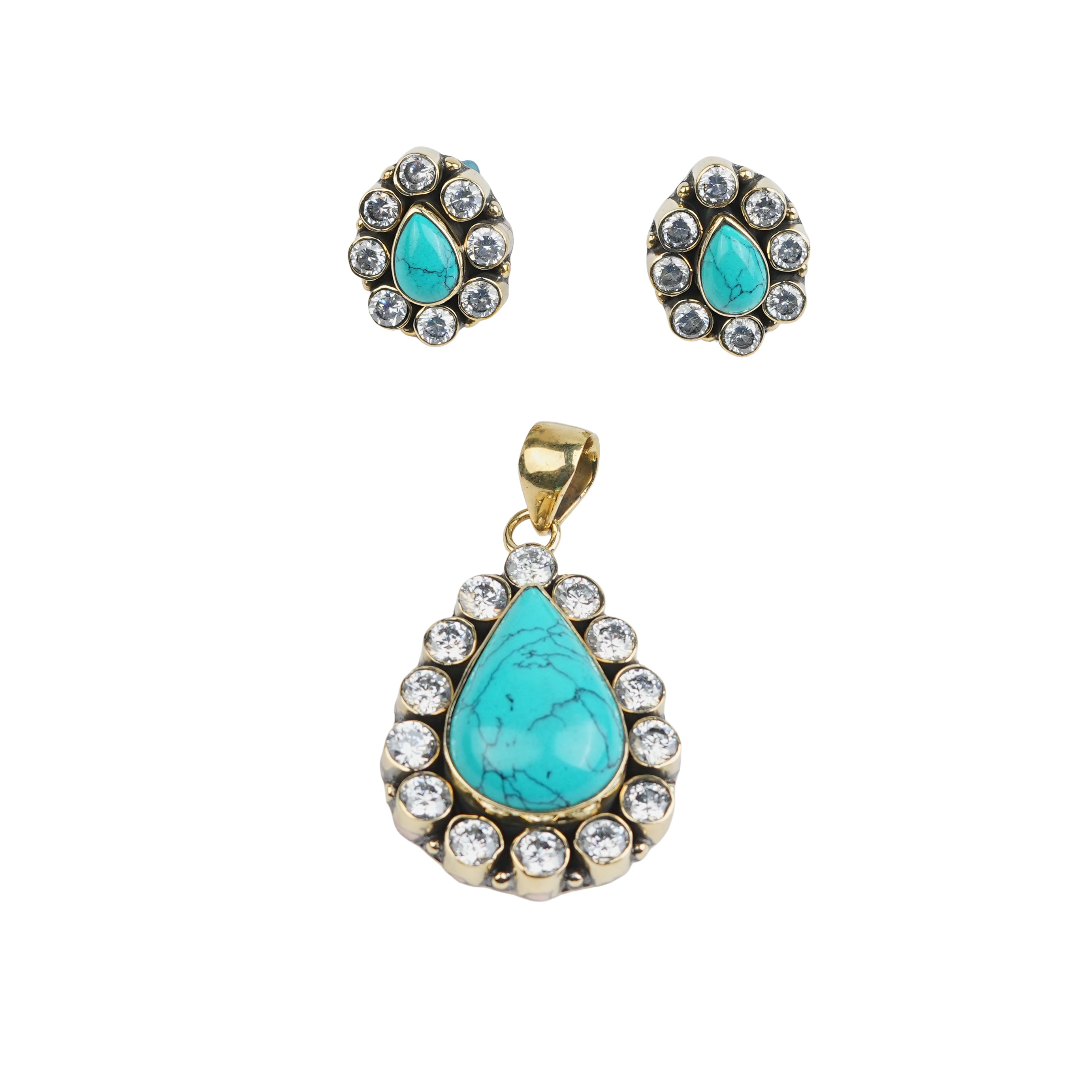 Brass Fashion Pendant & Earrings Set without Chain