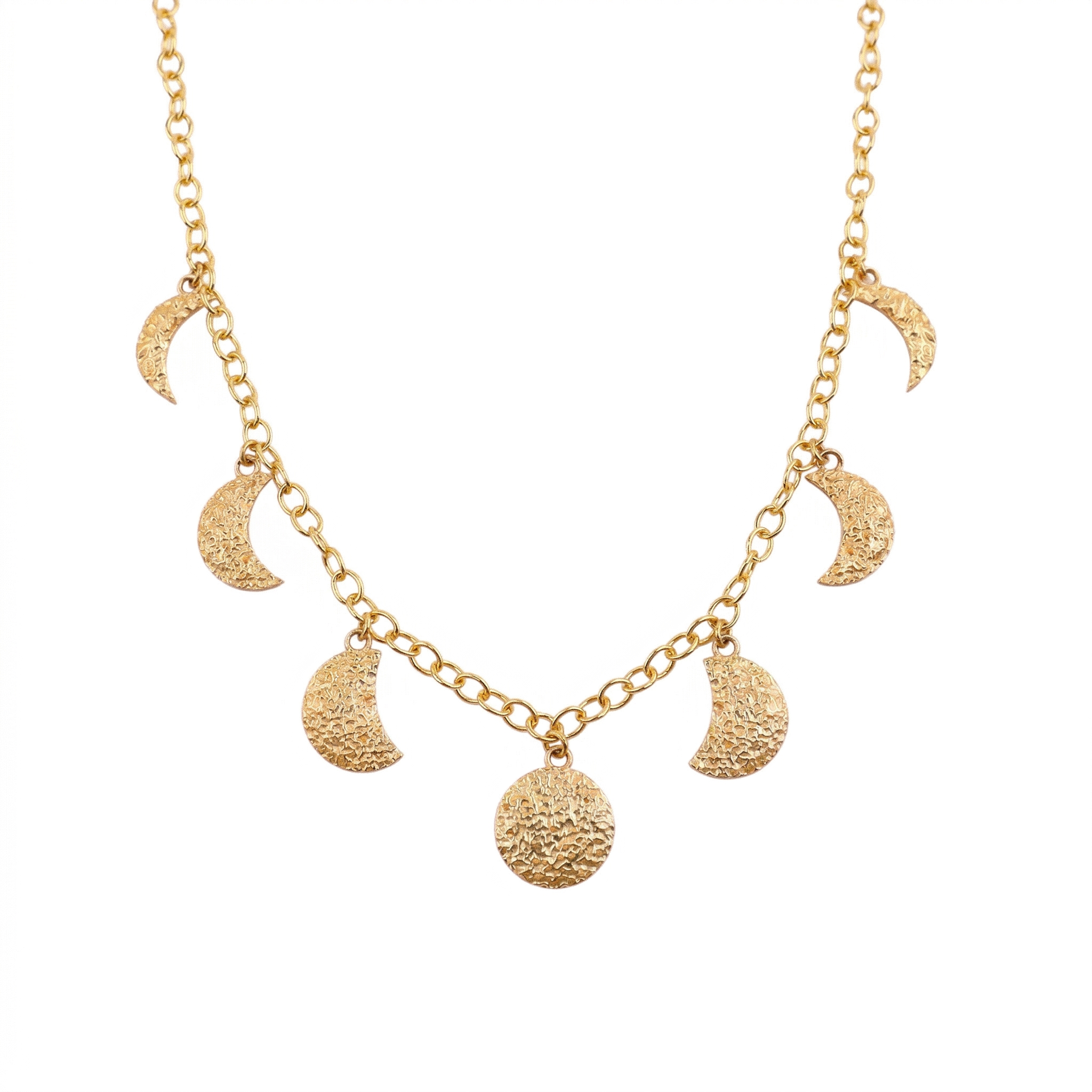 Brass Moon Phase Fashion Necklace