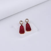 Gold Plated Silver Carved Stone Earring