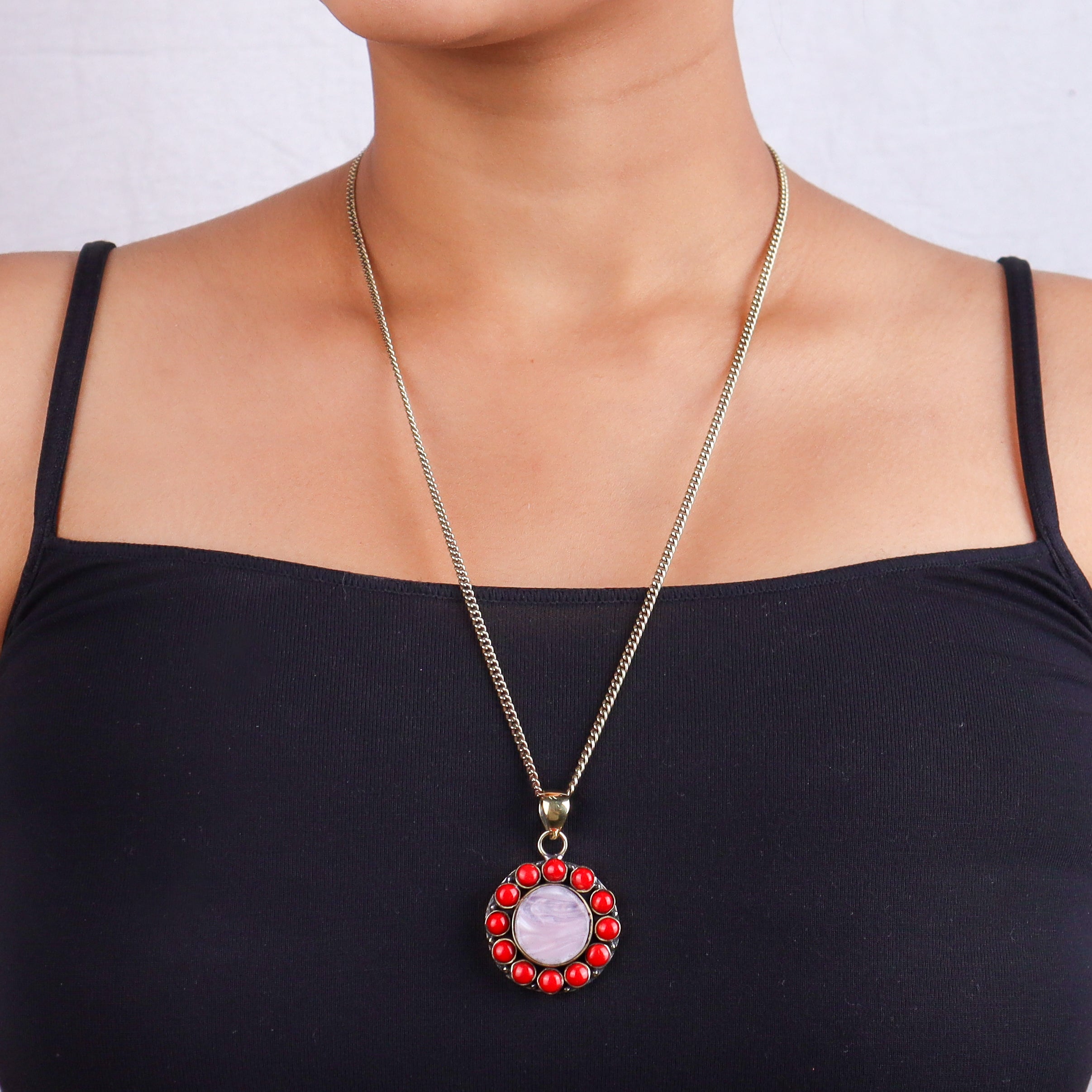 Brass Fashion Pendant & Earrings Set without Chain