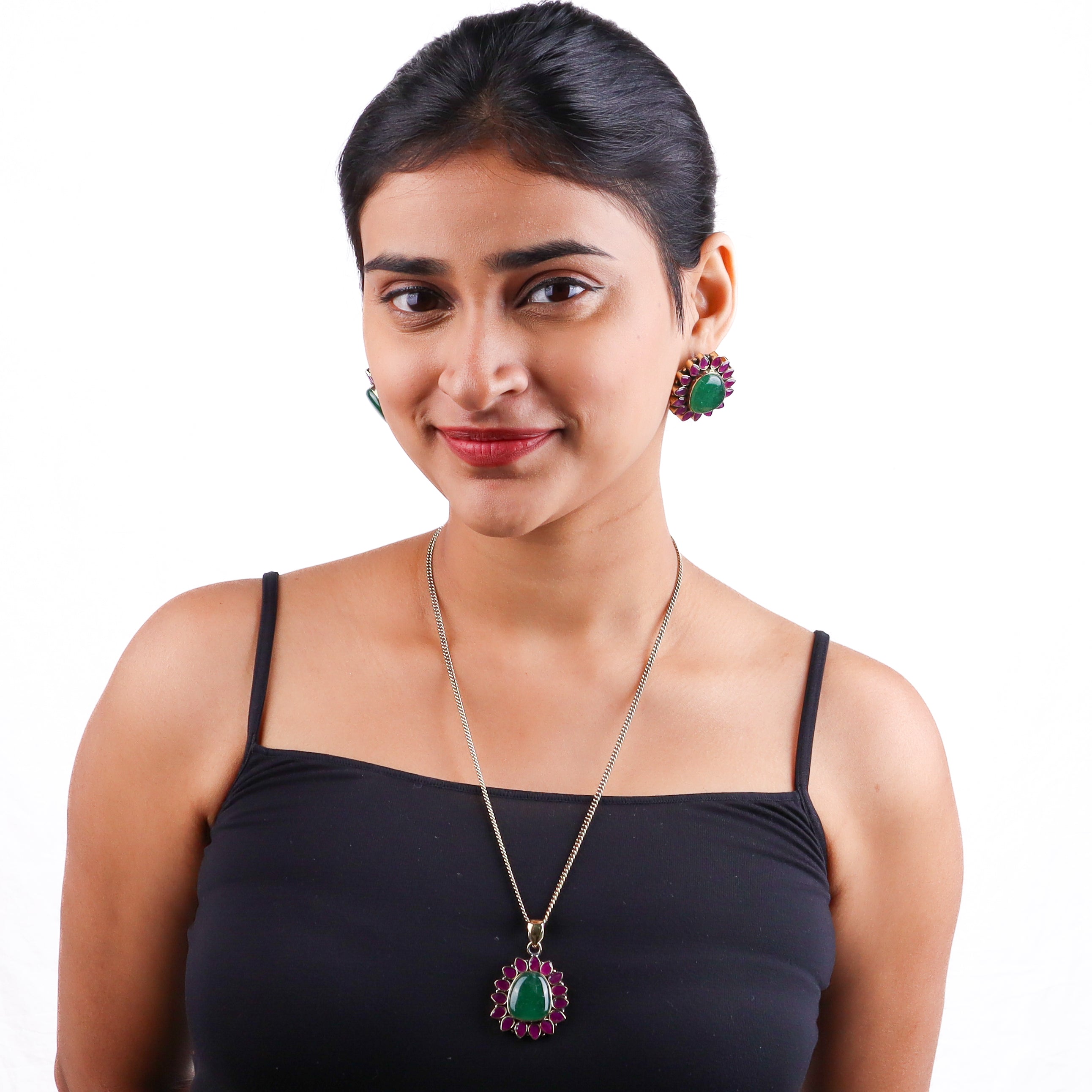 Brass Fashion Pendant & Earrings Set without Chain
